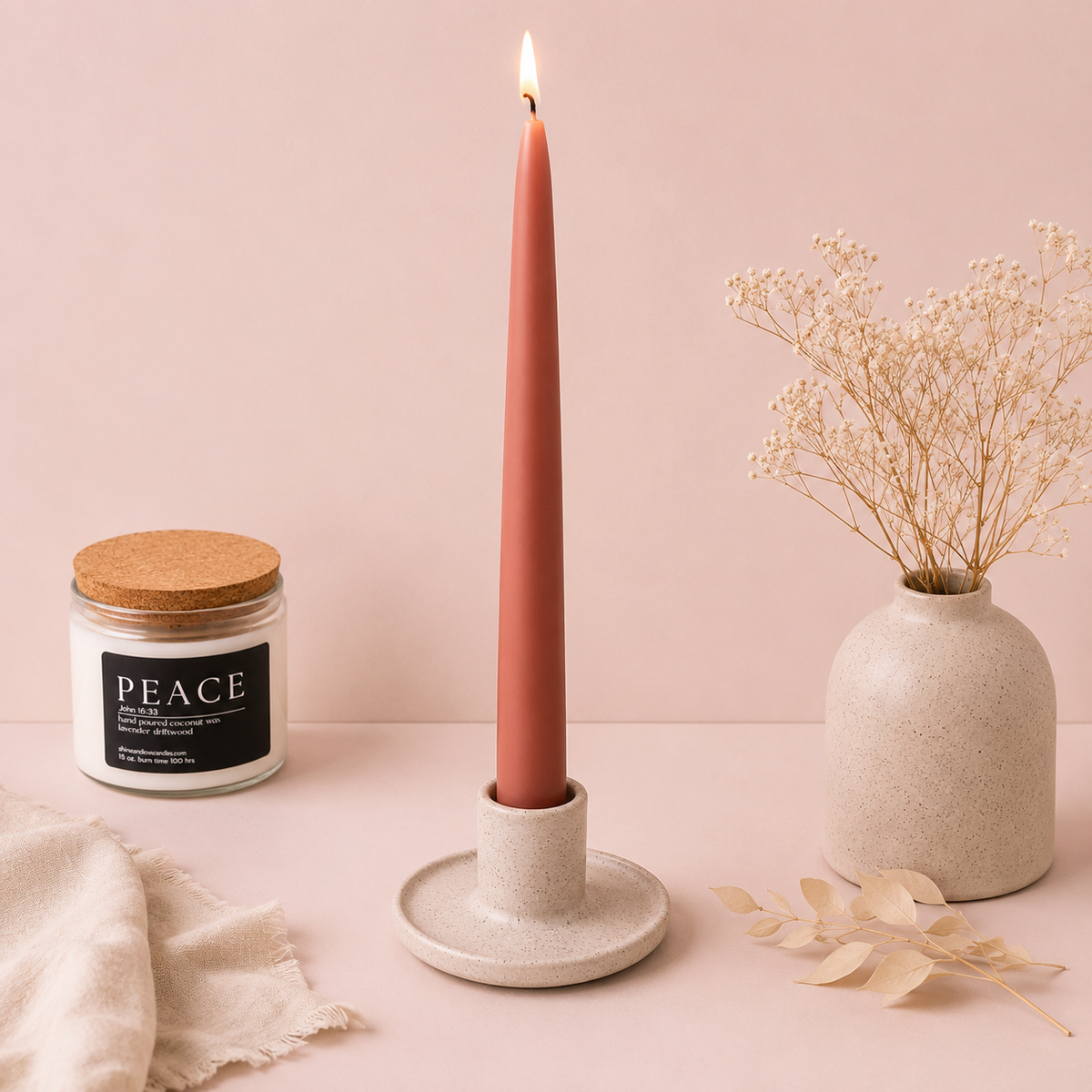 Terra Cotta Beeswax Taper Candles