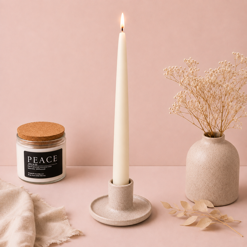Natural White Beeswax Taper Candles