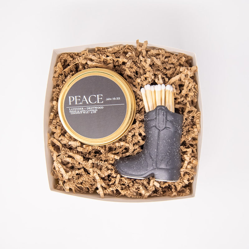 cowboy boot matches with clean burning candle