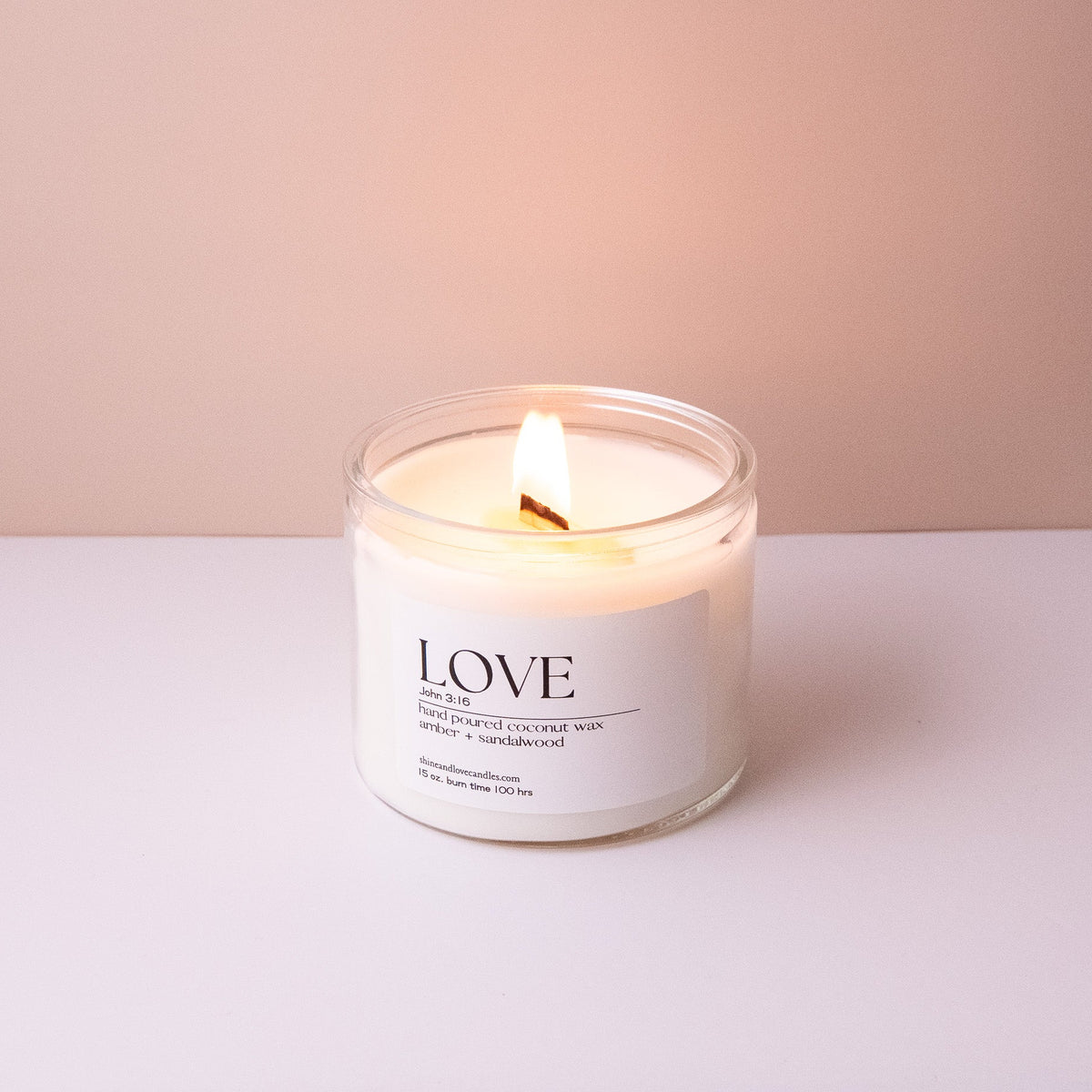 Large Candle inspired by LOVE with notes  of amber jasmine 